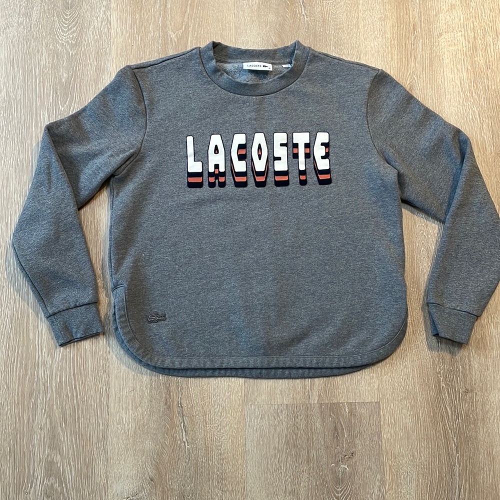 Lacoste sweater with  3D velvet lettering